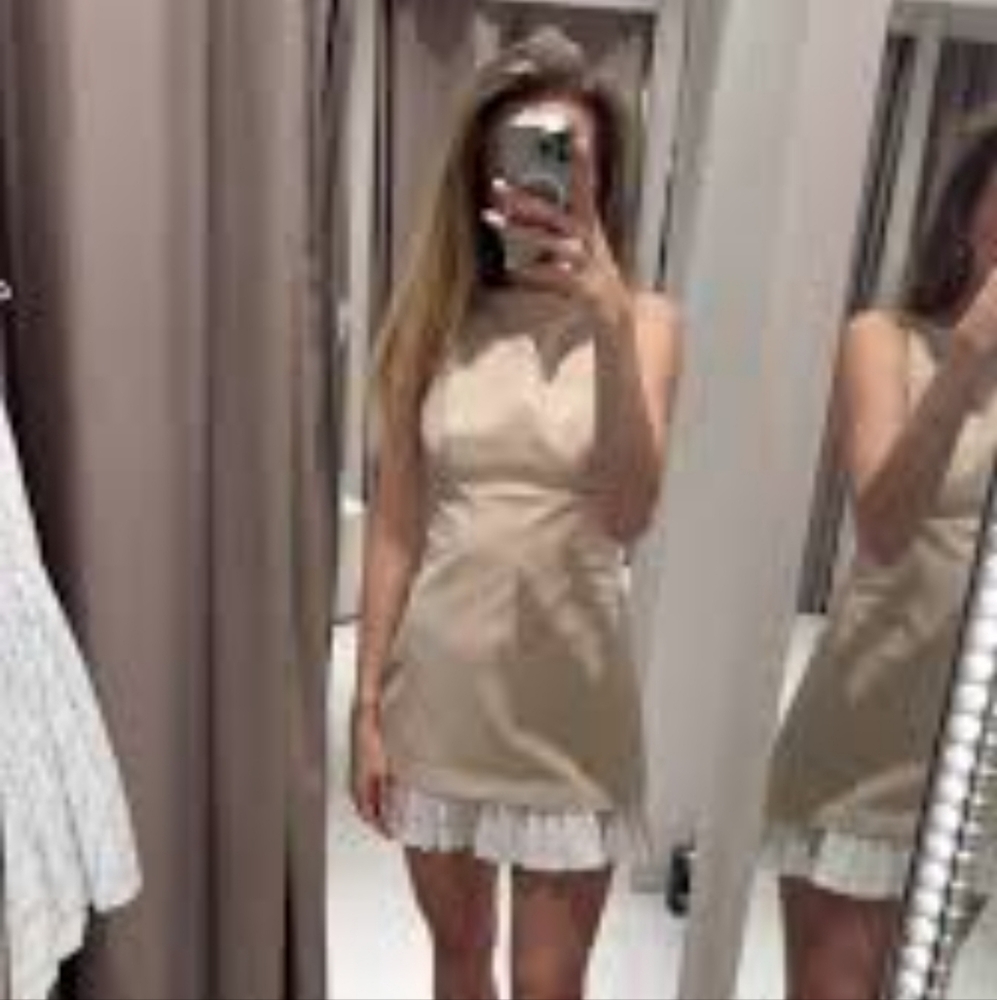 Zara Beige and White Layered Mini Dress - Picture 3 of 10